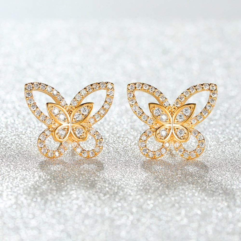 🎀 Cute Silver Gold Rose Gold Plated Animal Earring Stud for Women, HA4489
